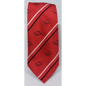 Eagles Wings Arkansas Razorbacks Tie Silk‎ Red White Black Striped Necktie